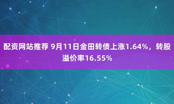 配资网站推荐 9月11日金田转债上涨1.64%,转股溢价率16.55%