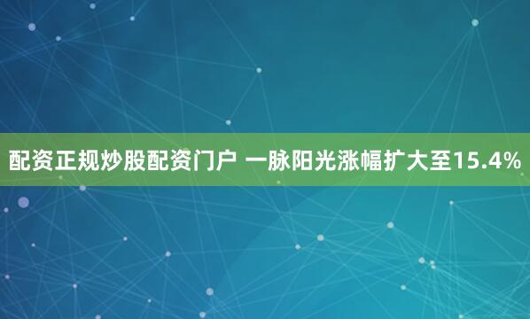配资正规炒股配资门户 一脉阳光涨幅扩大至15.4%